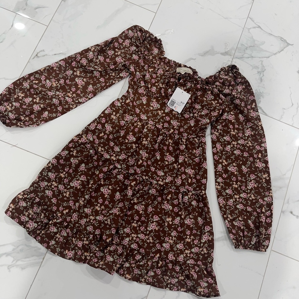 Floral Brown Kids Dress